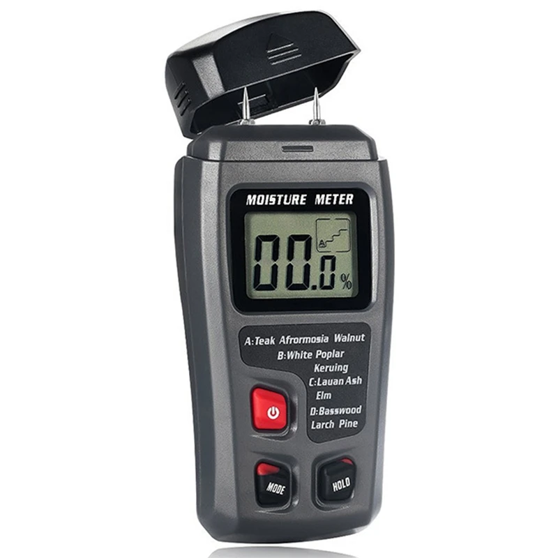 

Цифровой измеритель влажности древесины EMT01, двухконтактный гигрометр для древесины с ЖК-дисплеем, 0-99.9%