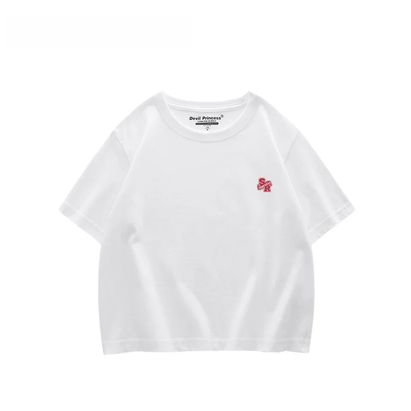 American Vibe Niche Hong Kong Sle Маленькая укороченная футболка женская корейская облегающая