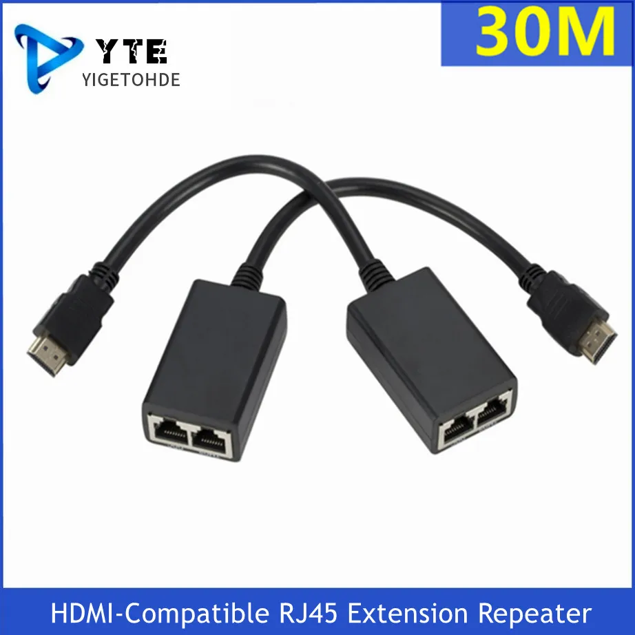 

HDMI Over RJ45 CAT5e CAT6 UTP LAN Ethernet Extender Repeater Supports 1080P Resolution Up to At Least 100FT (30M) Using CAT6 Cab