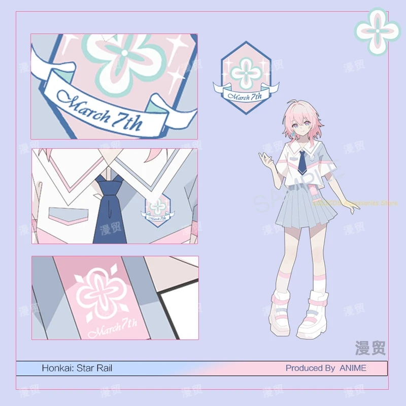 Фото Игра Honkai:Star Rail 7 марта JK униформа моряка, летняя футболка с короткими рукавами, футболки, юбка, костюм, костюм для косплея №2