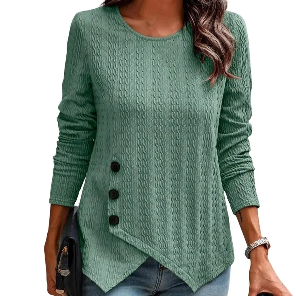 

Весенняя блузка на пуговицах, украшенная разрезом, теплая простая стильная Осенняя блузка, женский весенний Топ для повседневной носки