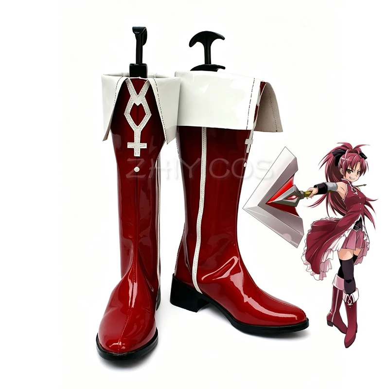 Фото ZHIYICOS Аниме-ботинки для косплея по мотивам Puella Magi Madoka Magica с Сакурой Кёко, обувь для косплея на Хэллоуин для женщин, на заказ №1