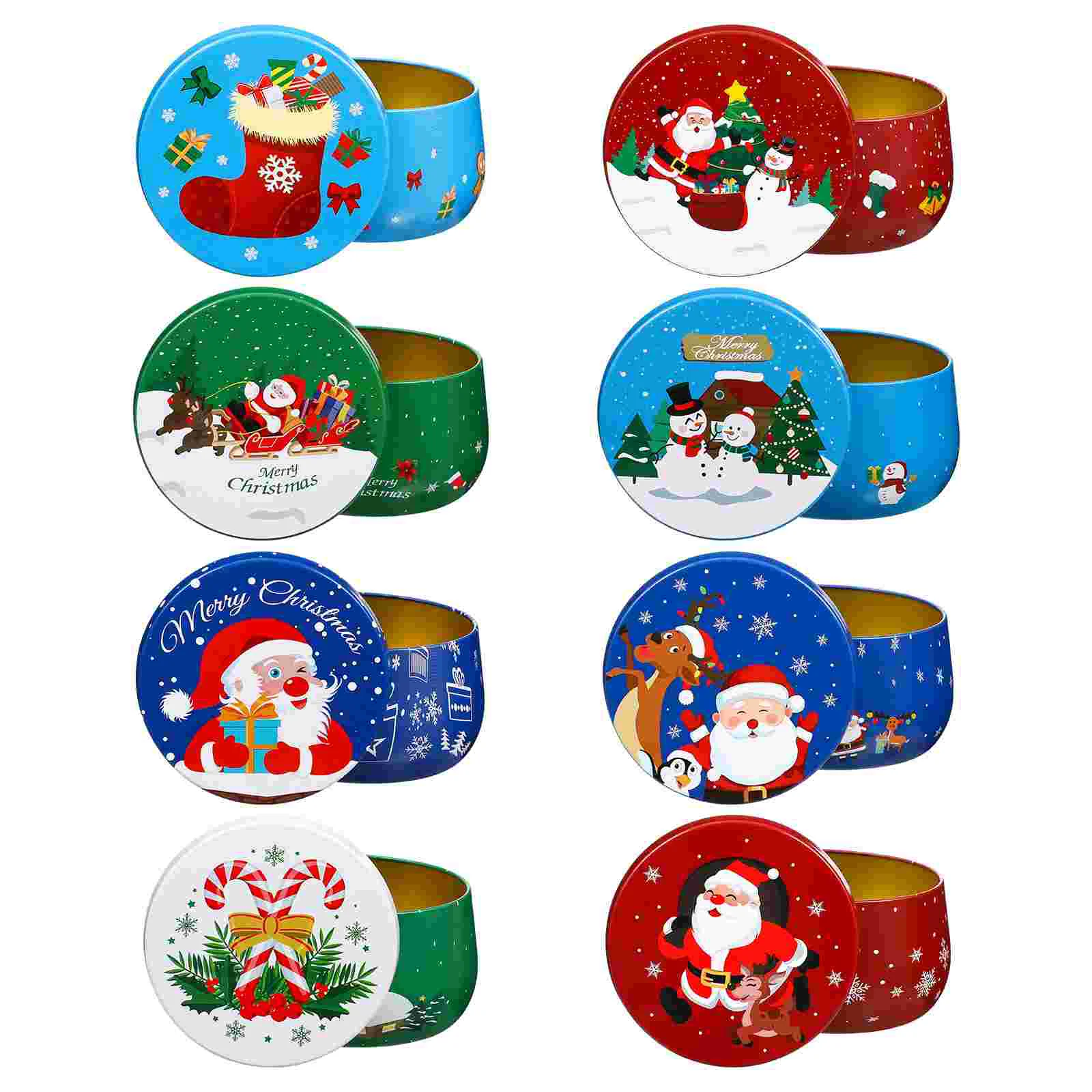 

Christmas Candy Jar Tin Jars Metal Storage Cookie Container Cans Tinplate Lids