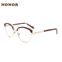 nonor classic cat eye optical shelf women spectacles acetate metal blend frames fashion eyeglasses with 0 degree lens