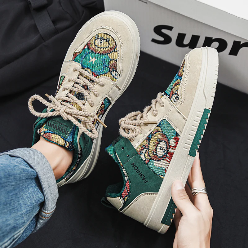 Новые осенние мужские модные кроссовки на толстой подошве дышащая кожаная обувь