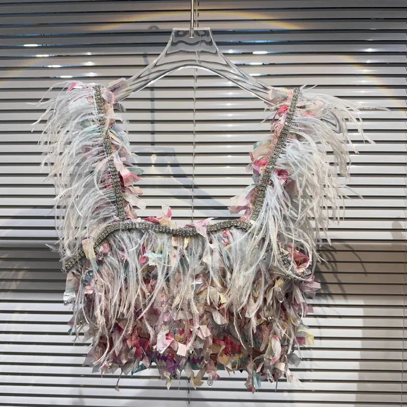 Женский комплект с блестящими ромбовидными юбками DEAT стильный облегающий жилет