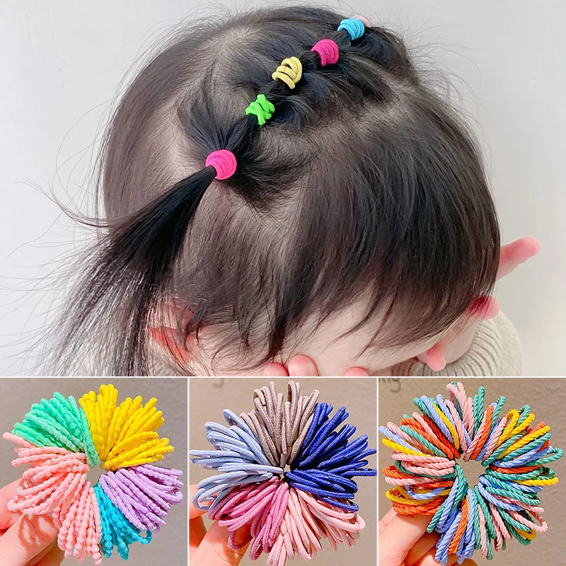 

100Pcs/Lot Colorful Elastic Hair Bands Girls Women Rubber Ties Children Kid Baby DIY Hairstyle Basic Rope Ring Hair Accessories