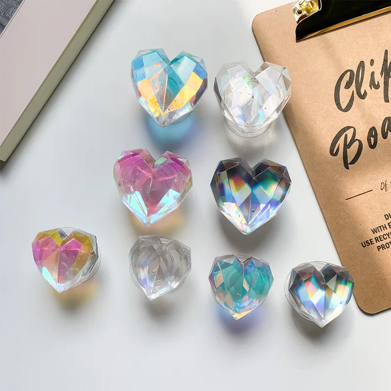 1pcs,Foldable Laser Love Phone Holder, Dazzling Geometric Lazy Air Cushion Paste Desktop Stand, GripTok Folding Finger Replicate