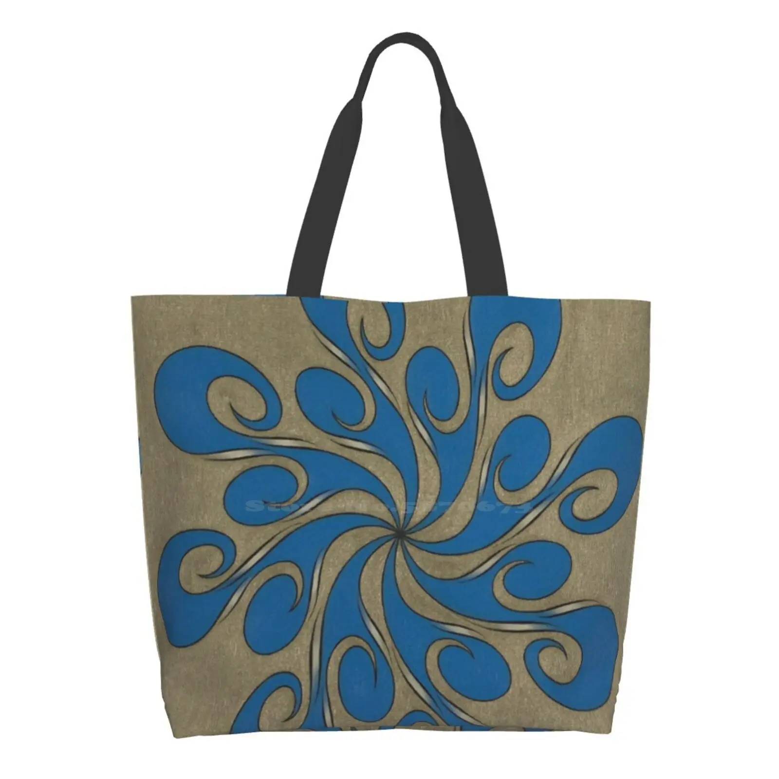 

Сумка для покупок R No. 1, модная повседневная сумка для девочек, крутящаяся Серебристая мандала, каллиграфия, гипнотический Триппи