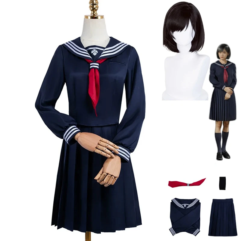 Фото Новая игра ужасов SILENT HILL F Shimizu Hinako Косплей Костюм JK Школьная форма Парик для женщин Кампусный костюм Карнавальное платье №1