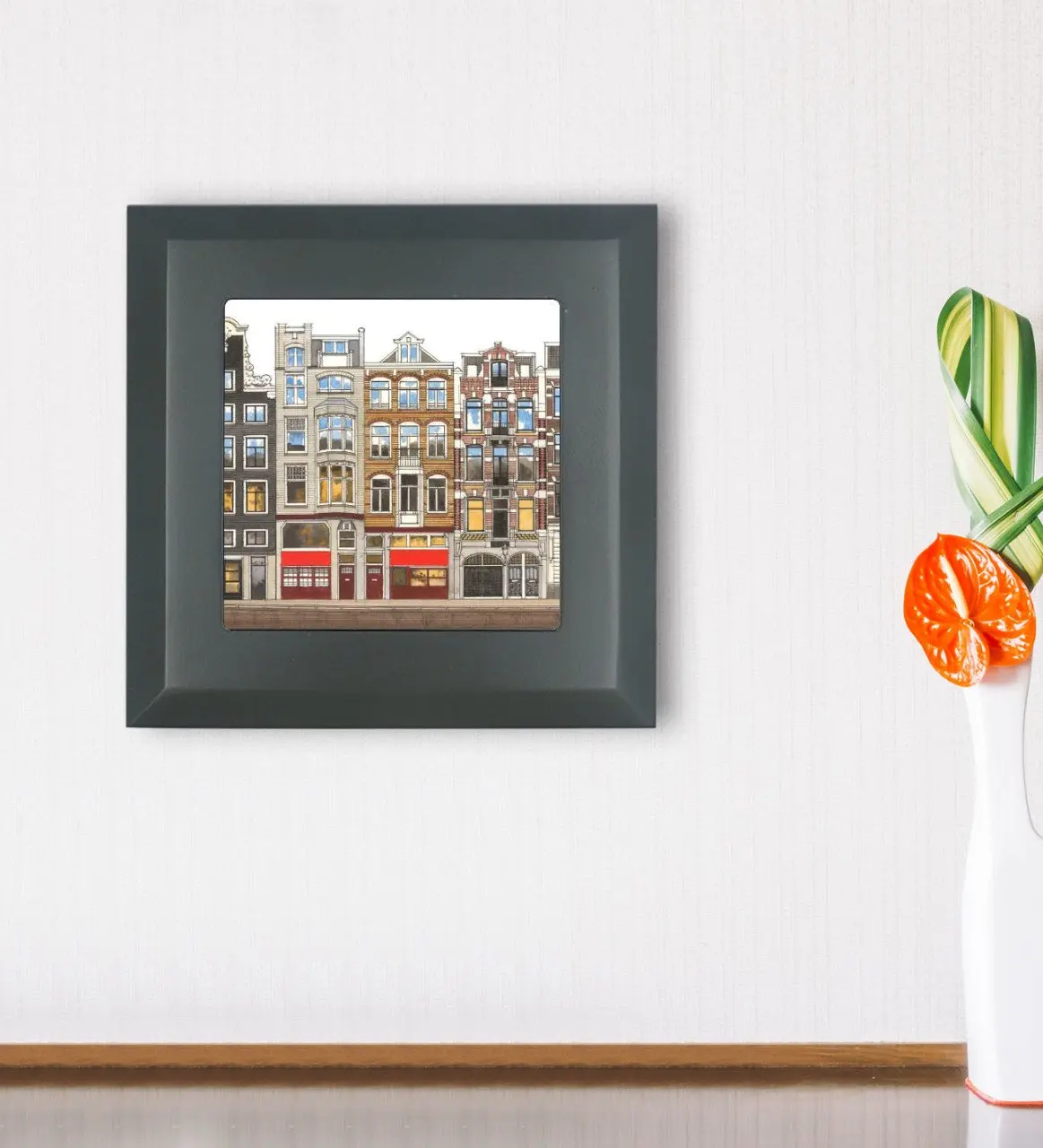 

BK Gift Amsterdam Houses Designed Wood Framed Stone Wall Dekoru-3