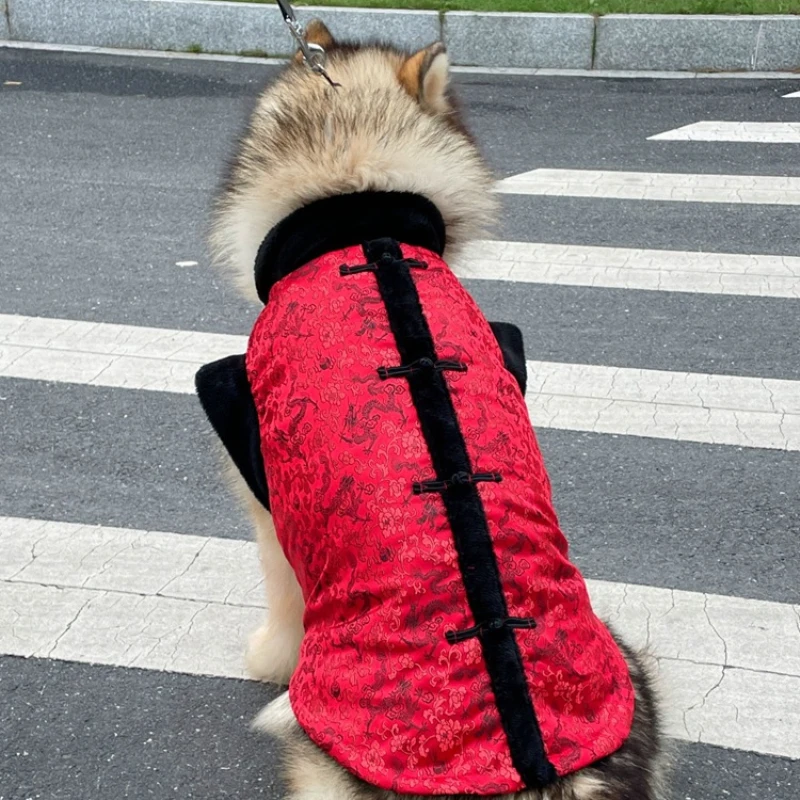 

Large Dog Clothes Winter Pet Coat Tang Suit Chinese New Year Dog Clothing Cheongsam Poodle Husky Labrador Golden Retriever Vest