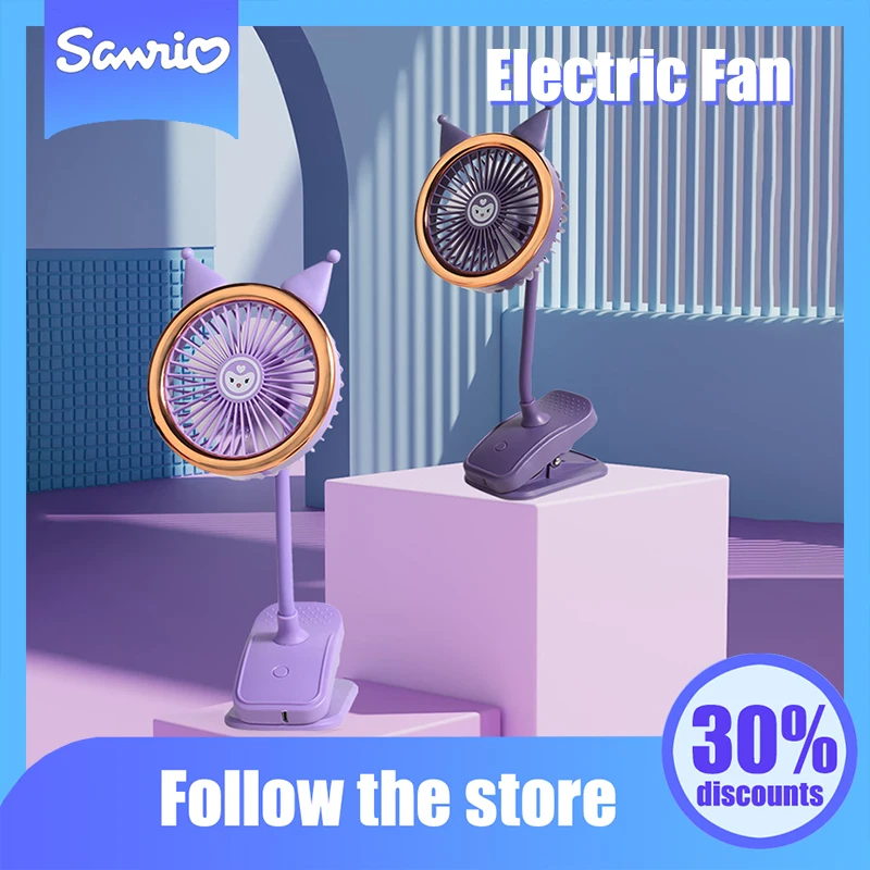 

Kawaii Sanrio Anime Clip Electric Fan Cute Kuromi Cinnamoroll Cartoon Summer Cool Clip Portable Fan Originality Children Gifts