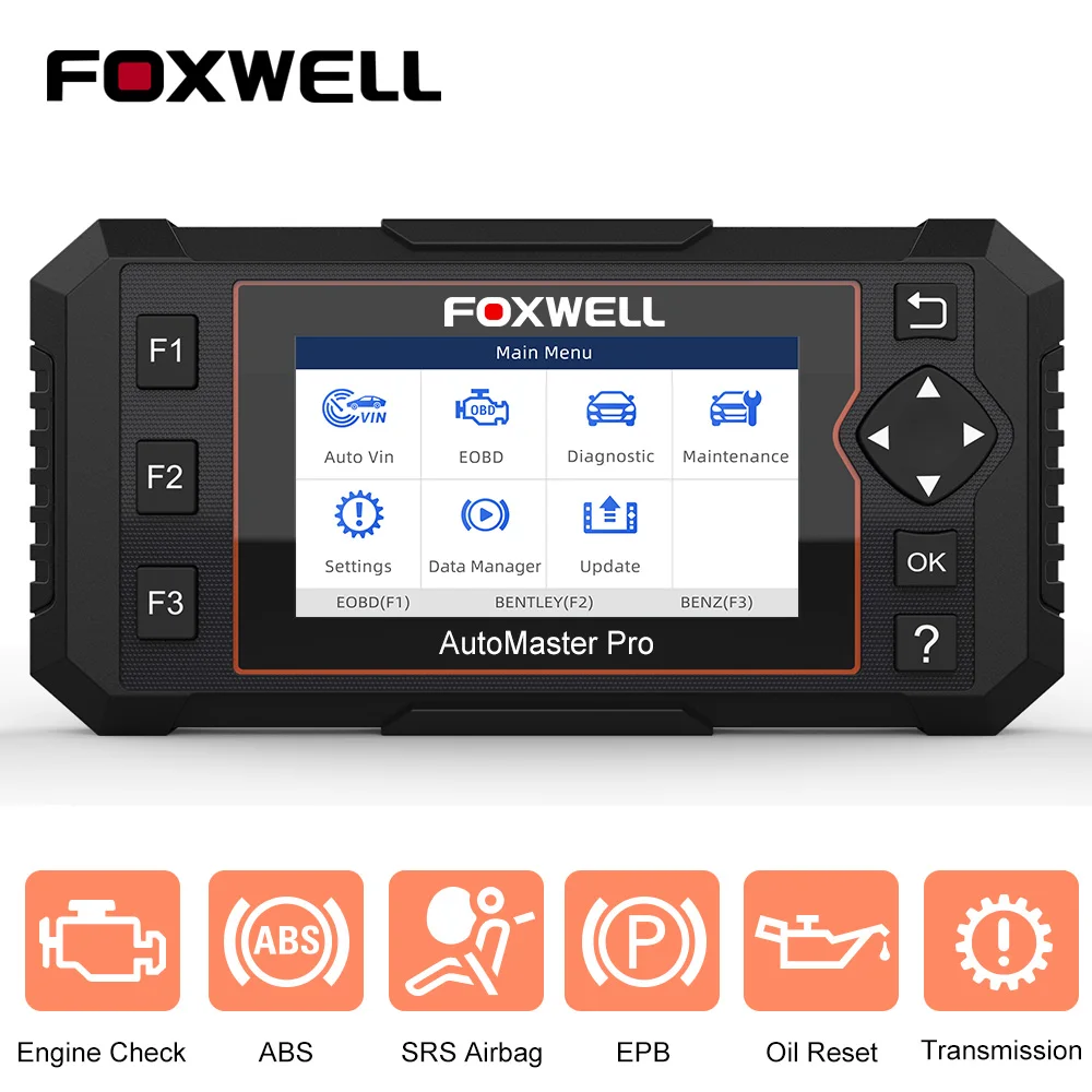Автомобильный диагностический сканер FOXWELL NT614 Elite OBD2, считыватель кодов, 5 сбросов, автомобильный двигатель ABS, подушка безопасности, трансмиссия OBD2, Автомобильный сканер