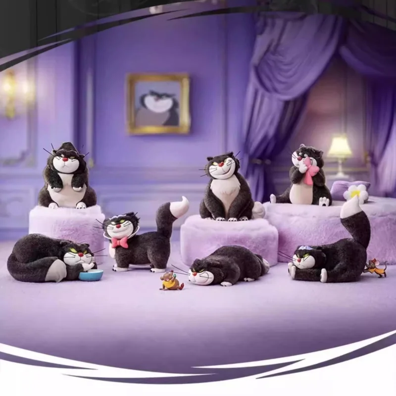 Фото Оригинальные 52 игрушки Disney Lucifer Blind Box, фигурка аниме, игрушки Kawaii Bad Cat, серия Люцифер, слепая коробка, игрушка, подарки на день рождения для детей №2