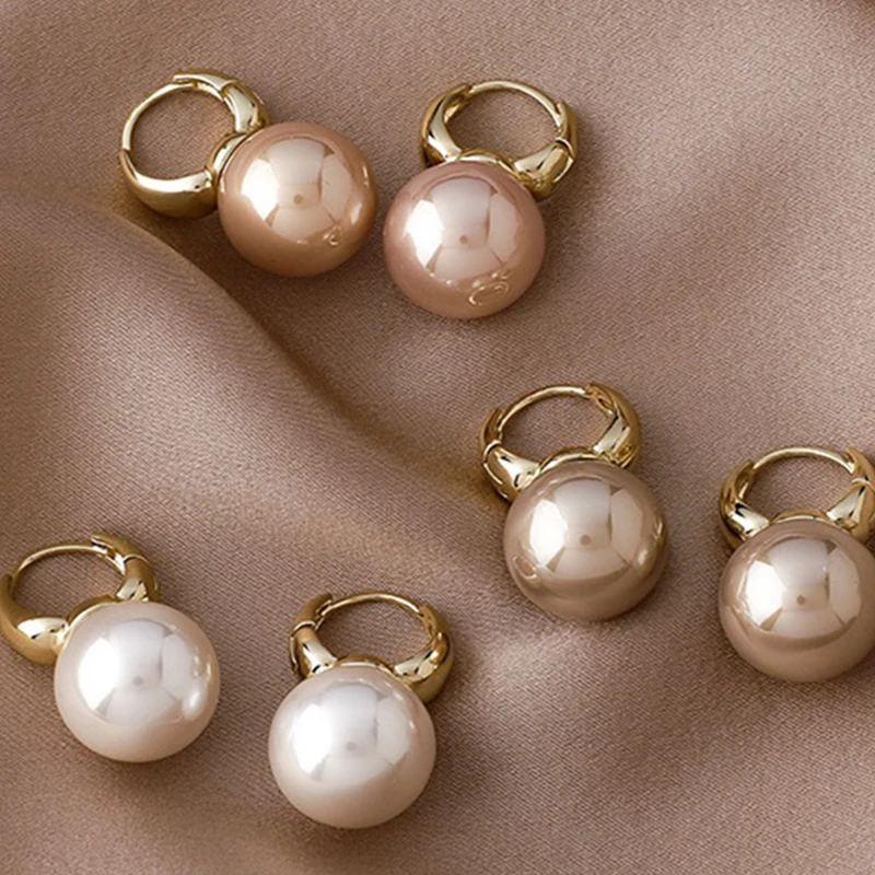 

2022 Brand New Simple White Or Pink Pearl Dangle Earrings Design Fashion Jewellery Party Women Luxury Accessories