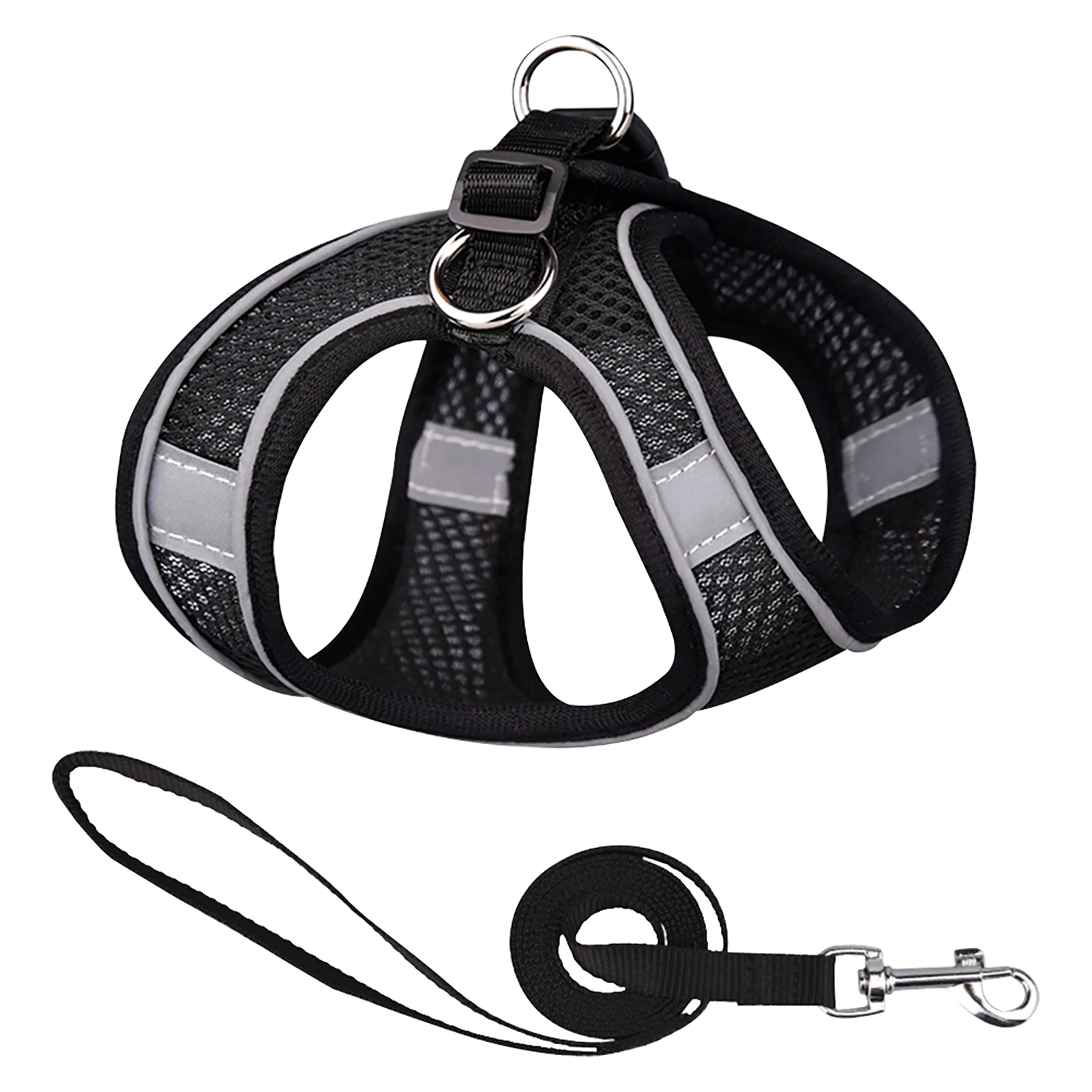 

Safe Training Walking Accessories Buckle Lightweight Dog Harness Breathable Reflective Strip Adjustable With Leash Vest Style