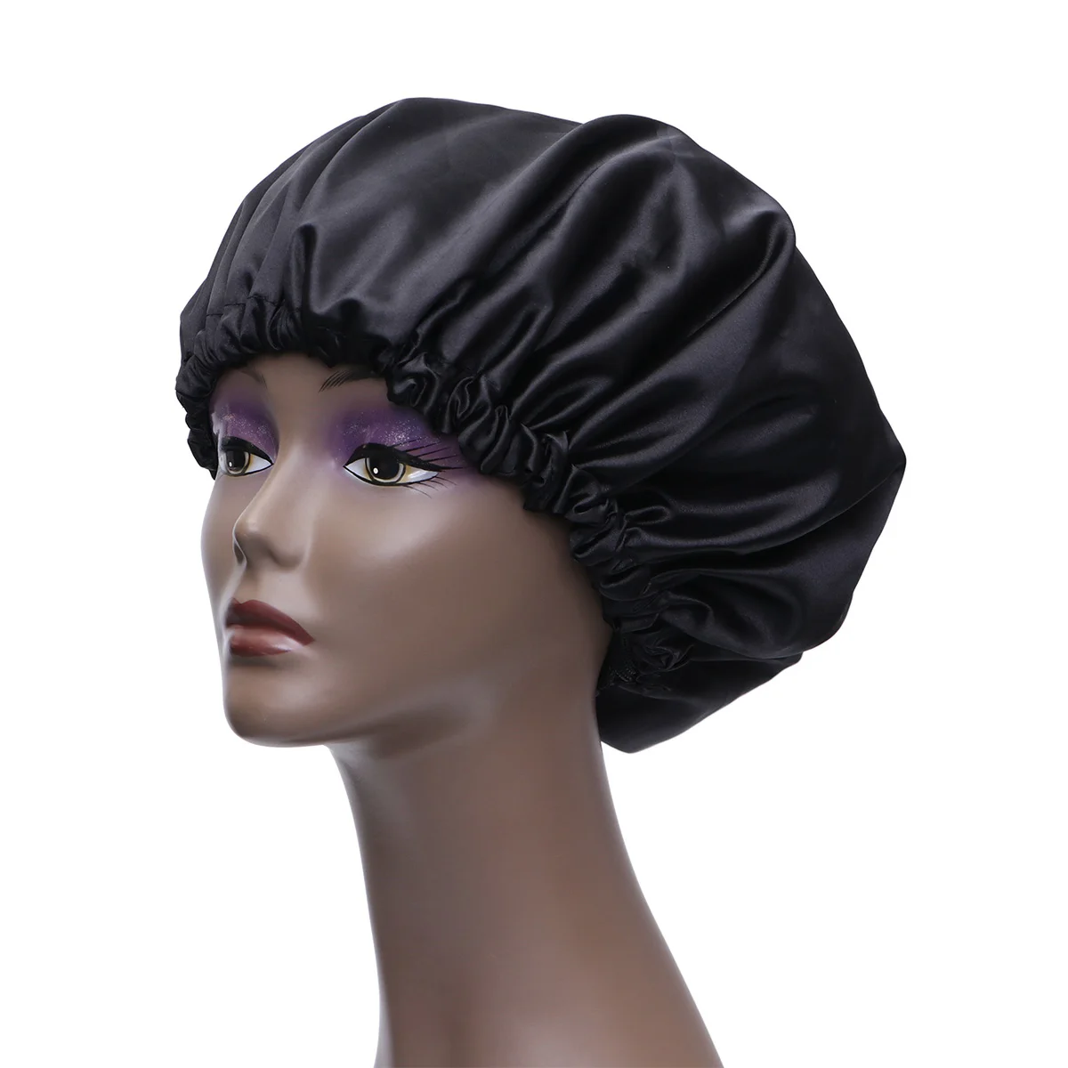 

Cap Silk Satin Night Sleeping Hat Women Bonnet Headwear Elastic Loss Hair Band Wide Head Adjustable Cover Layer Double Chemo