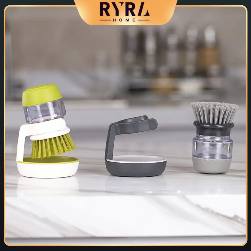 

Kitchen Dish Cleaning Brushes Automatic Soap Liquid Adding Pot Brush Strong Decontamination Brushes for Kitchen Accessories