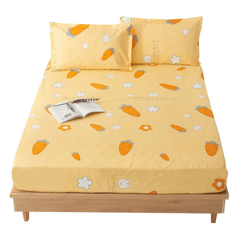 

Solid color printed fitted sheet single single double bedspread sheet dust-proof protective bedspread cover