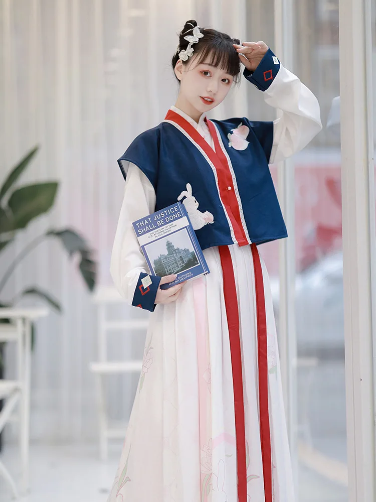 

Оригинальный костюм Hanfu для танцев, новый стиль, чистая и элегантная супер-сказочная кружевная вышивка, Женский студенческий костюм для выс...
