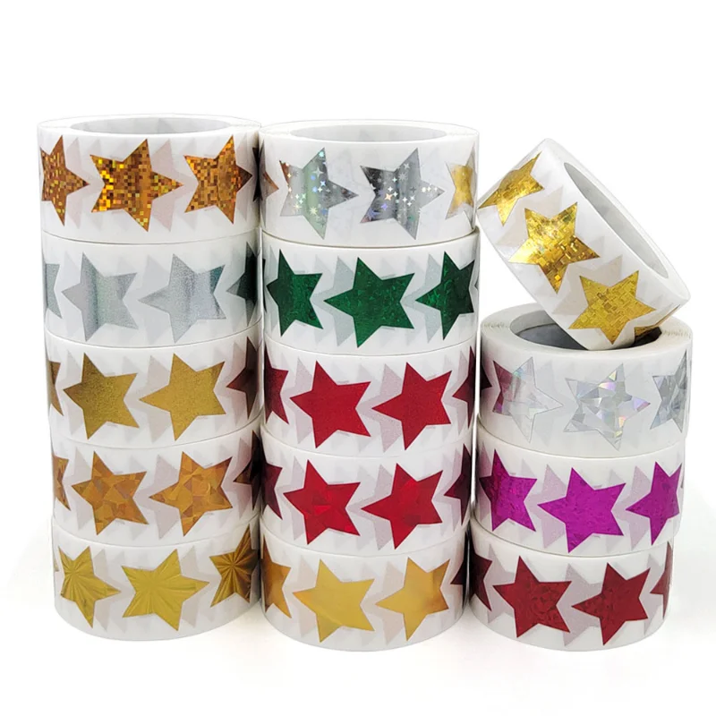 

Roll-up colored stars thank you stickers gifts, merchandise decorations, sealing stickers, party stickers, stickers.