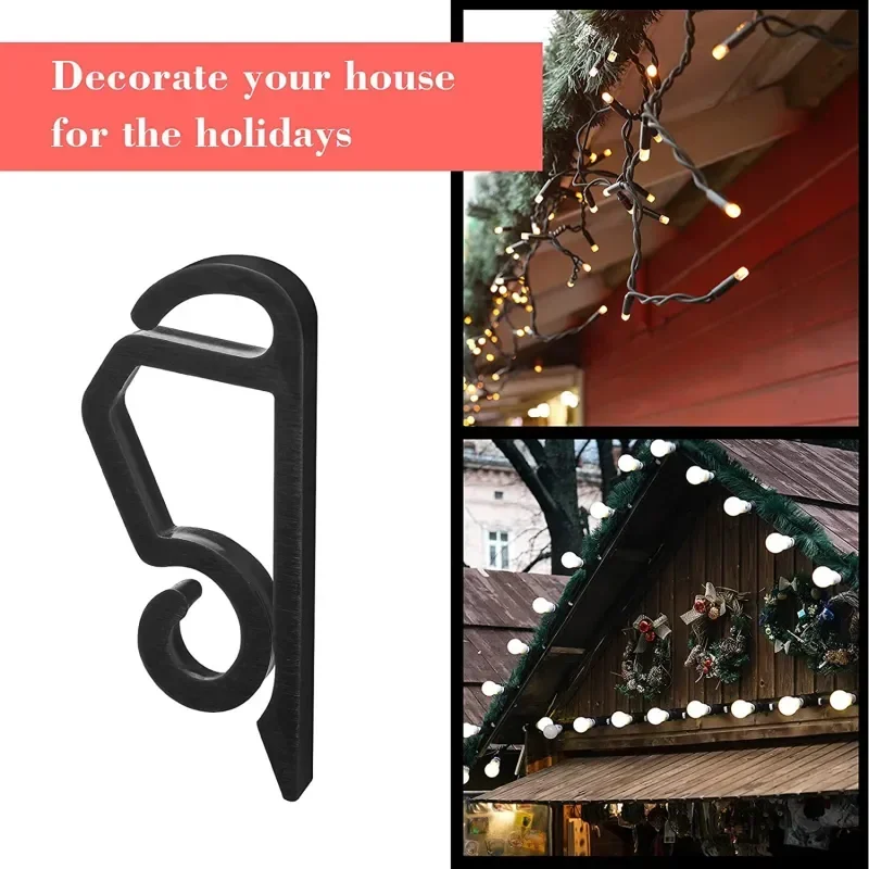 

Gutter Securing Hook Christmas Black Clamp Lights Plastic String Heavy Hooks Clips 100pcs Duty Outdoor Light Wire Light Hook