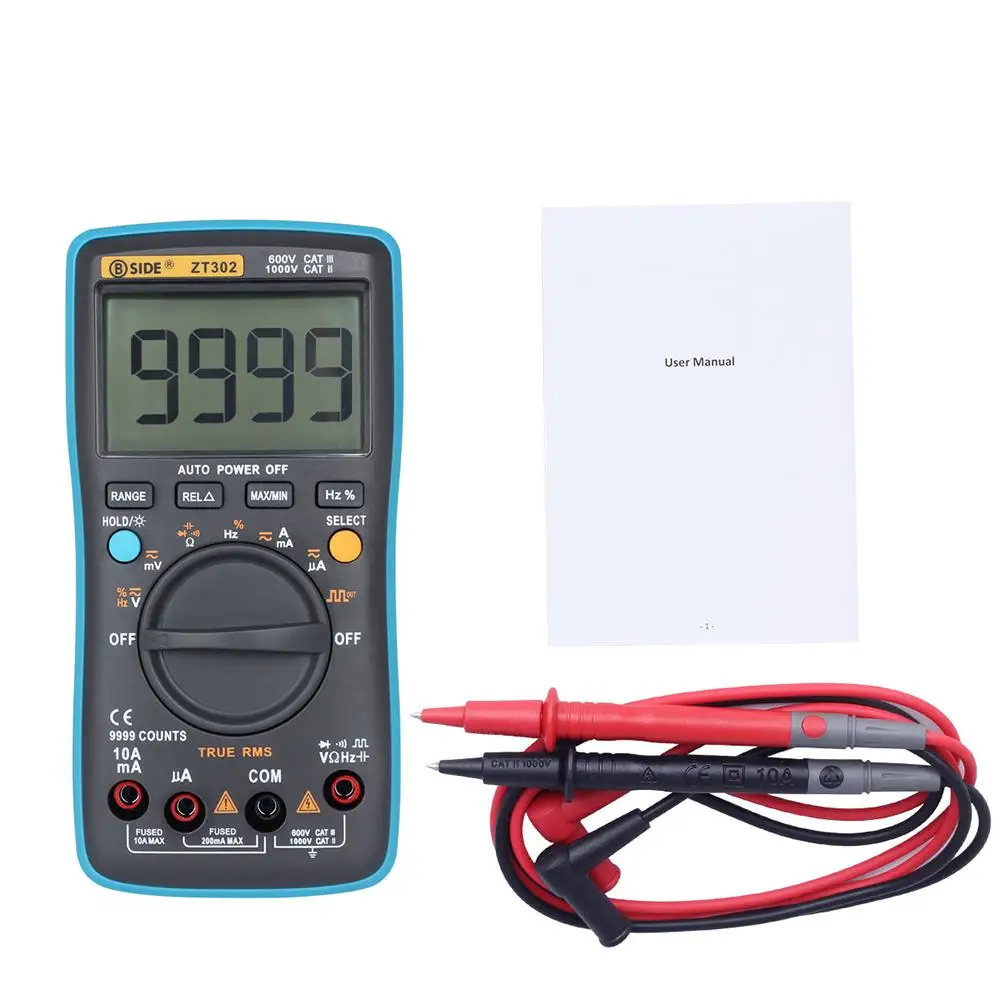 

ZT302 Digital Multimeter True Rms 9000 Words Large Screen Multifunction Voltage Temperature Capacitance Tester