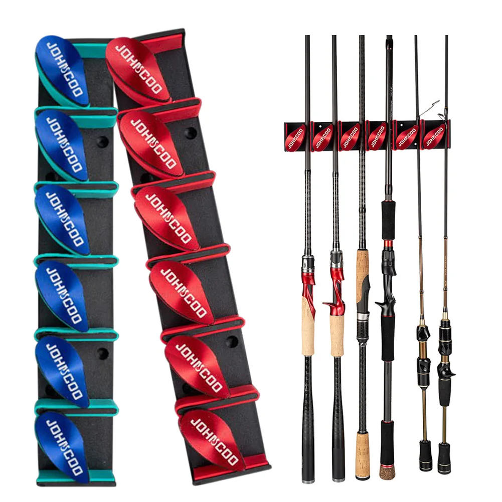 

Fishing Rod Holder Wall Mount 6-Rod Vertical Rack Sturdy Space Saving Fishing Pole Holder Easy to Install Fishing Accessories