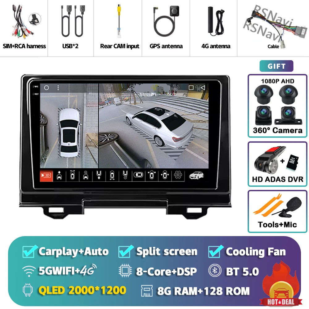 

Android 15 Carplay Auto для Honda Vezel 2 HR-V RV RZ 2021-2024 Автомобильный радиоприемник 2Din Player Головное устройство WIFI + 4G Стерео Мультимедийное видео