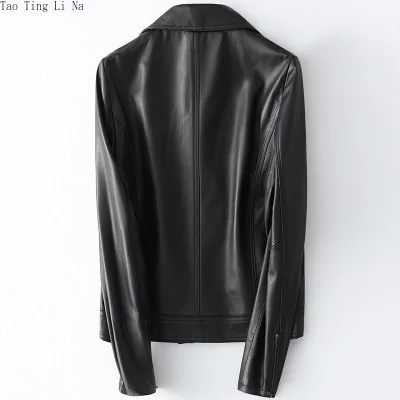 Tao Ting Li Na Women Spring Genuine Real Sheep Leather Jacket H44