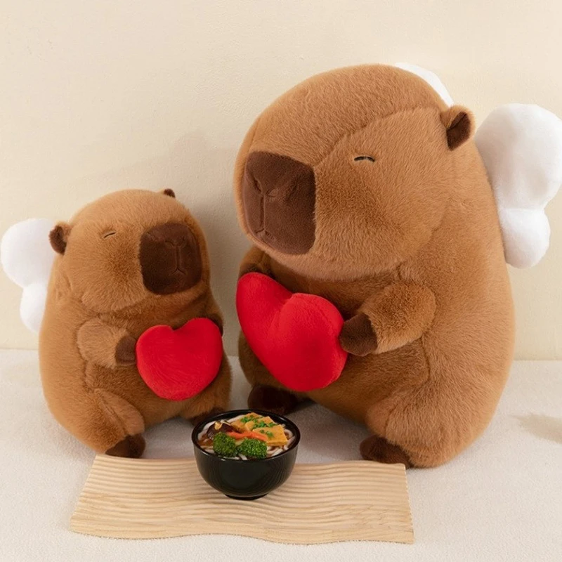 25 см кавайная новинка крылья ангела обнимающие сердце капибара милая кукла