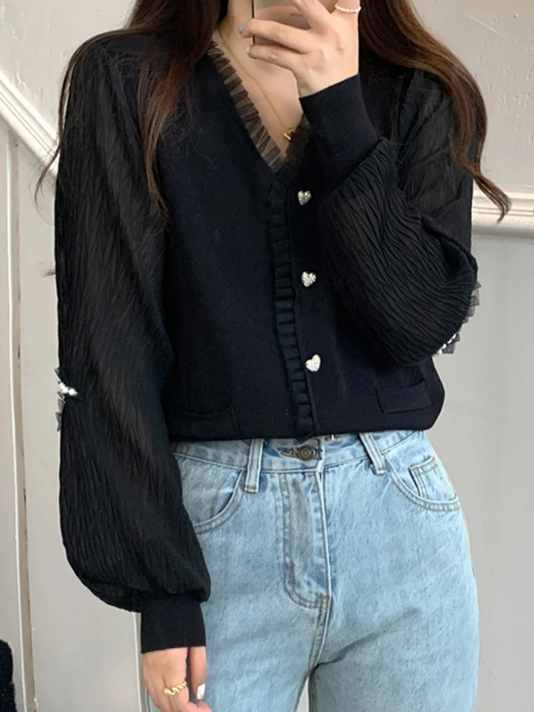 

Повседневная рубашка с v-образным вырезом и деревянными ушками, шифоновый топ с рукавами, новинка 2022, модная женская одежда