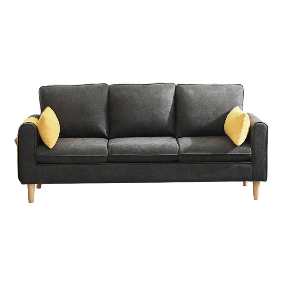 

Nordic Fabric Art Sofa Living Room Furniture Solid Wood Frame Spacious Cushion Minimalist Three Seater Bedroom Settee