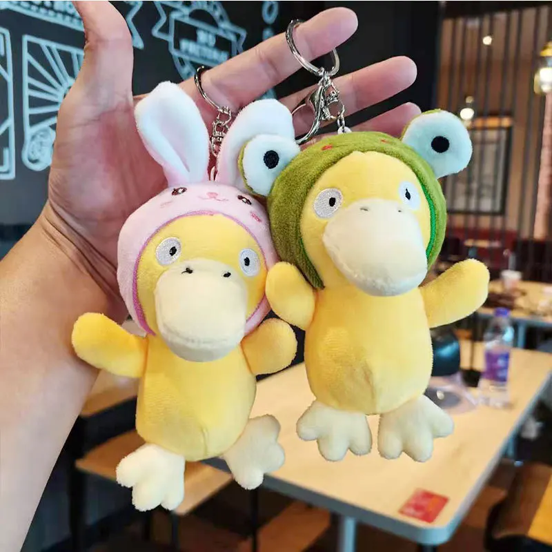 

Pokemon Cute Cross-dressing Psyduck Keychain Anime Decor Plush Toy School Bag Pendant Doll Couple Keyring Decoration Accessories