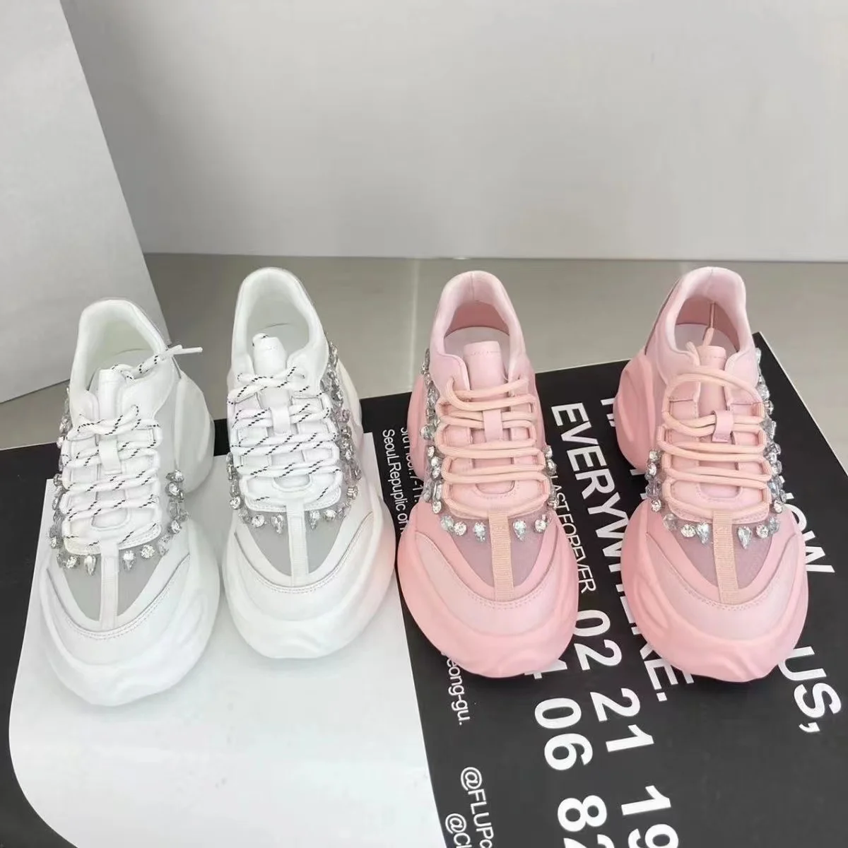 Spring Summer Sports Shoes Breathable mesh thick sole dad shoes  Luxury quality leather brick and stone casual shoes