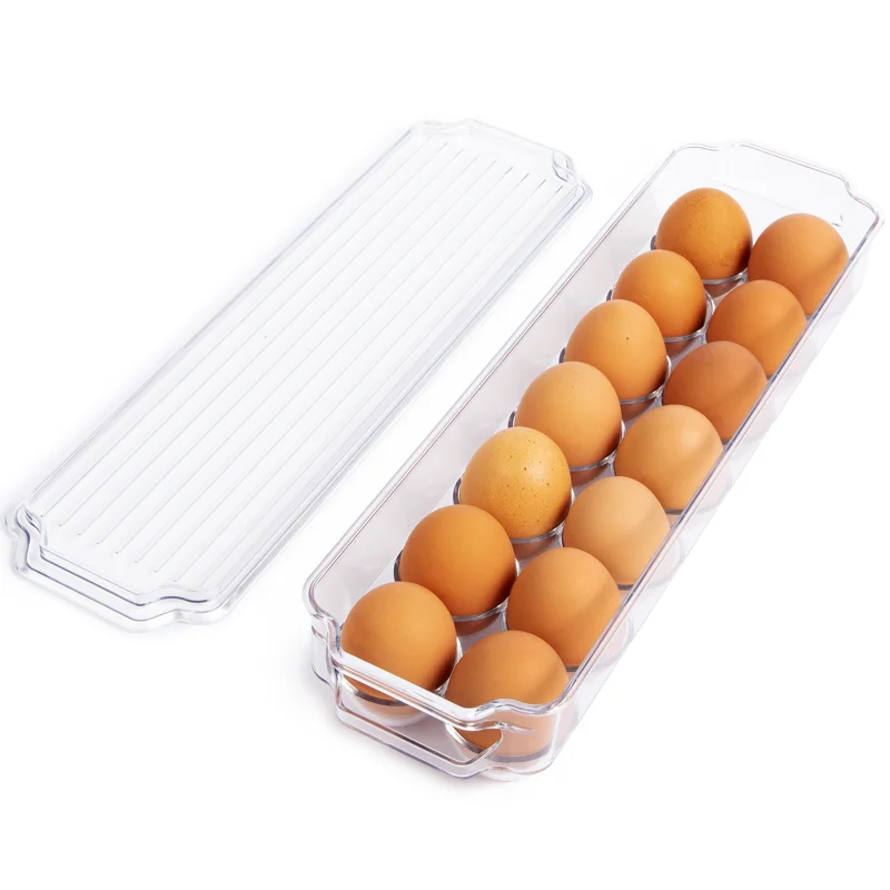 

Stackable Refrigerator Egg Storage Bin With Lid, Stores 14 Eggs, Clear