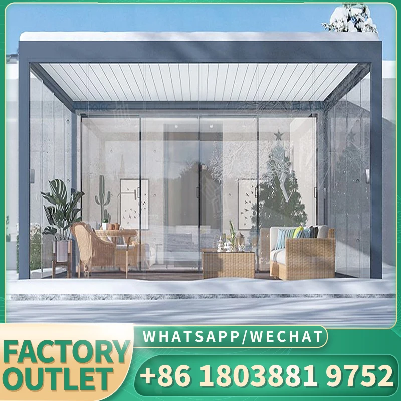 3x3 4x4 3x4 5x4 патио беседка Motorisierte автоматические электрические алюминиевые перголи