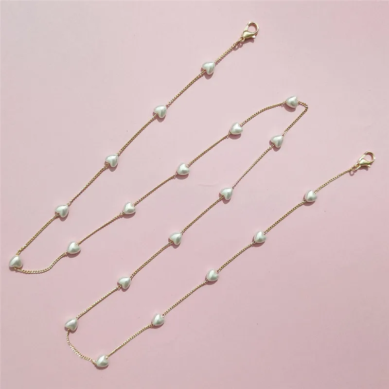 Любовный ошейник из цветных сердец - розовый кристаллический кольцевой ожерелье для очков на бусинках, персиковый держатель маски дизайнера для женщин.