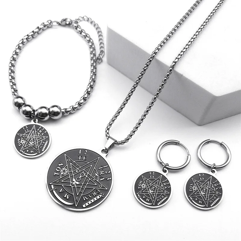 Ожерелье из нержавеющей стали с пентаграммой и именем Бога всевидющие глаза