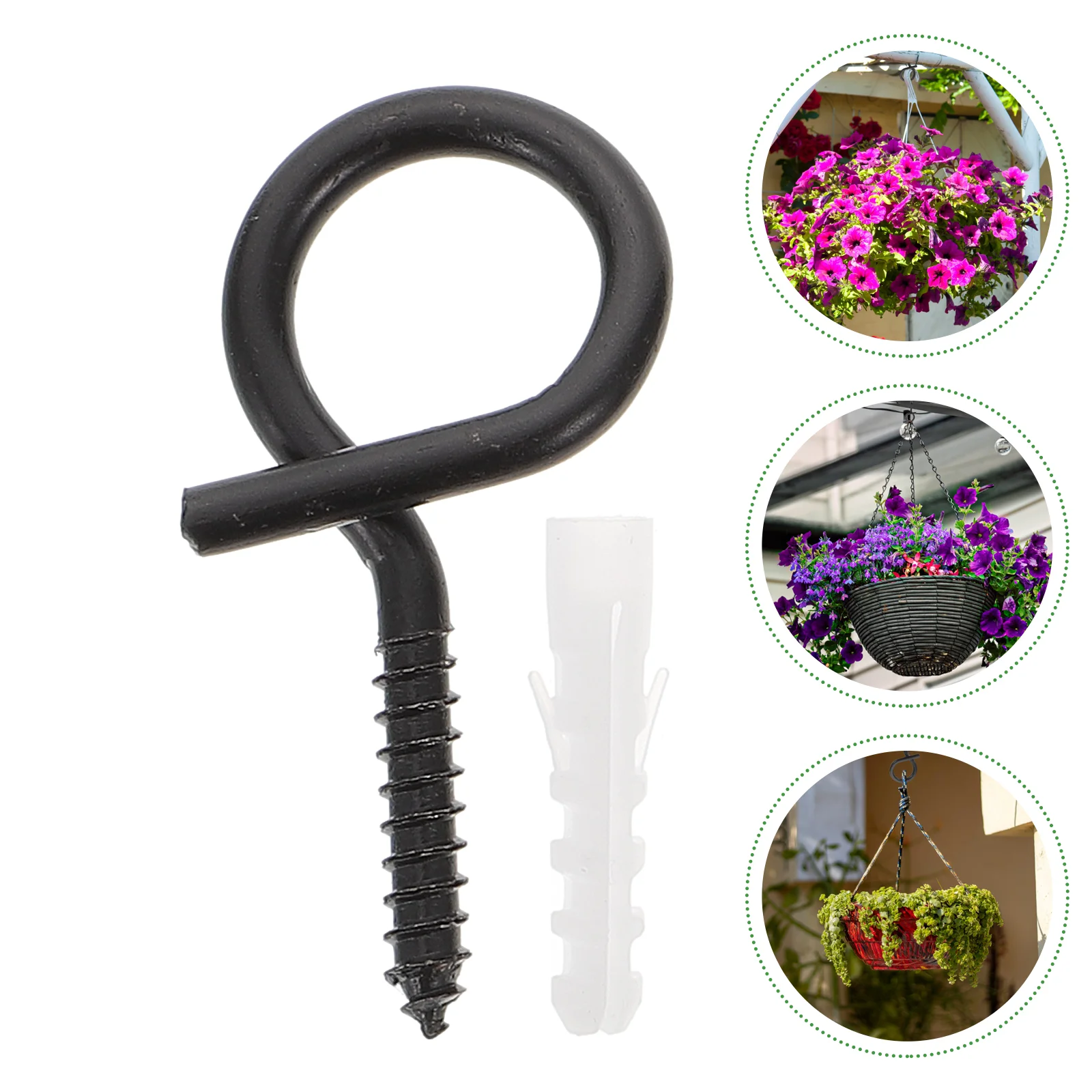

20pcs Iron Eye Hooks Heavy Duty Screws Metal Eyelet Screw Eyebolts for Home with Expansion Tubes