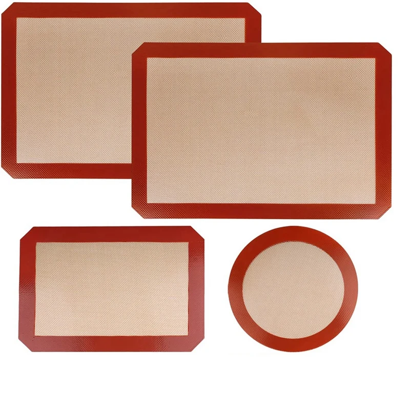 

Силиконовый коврик для выпечки с антипригарным покрытием, 2 половины коврика + 1 четверть листа + 1 круглая форма для кекса, безопасная силико...