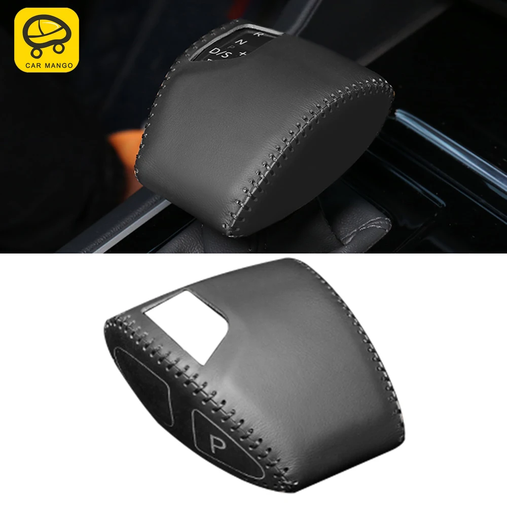 

CarManGo for Volkswagen Touareg 2018-2021 Car Accessories Gear Top Head Shift Knob Boots Genuine Cow Leather Cover Sewing DIY