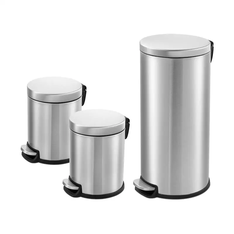 

Garbage Can,Trash Cans,8 gallon+Two 1.3 gal,Bathroom,Kitchen,Round,Step Can Combo