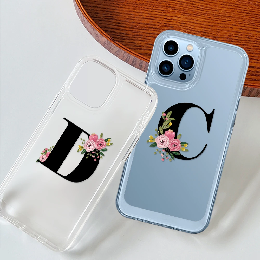 

English Letter Clear Shell Phone Case for iPhone 14 13 12 11 Pro Max Mini XS XR X Back Cover for iPhone14ProMax Coque Fundas