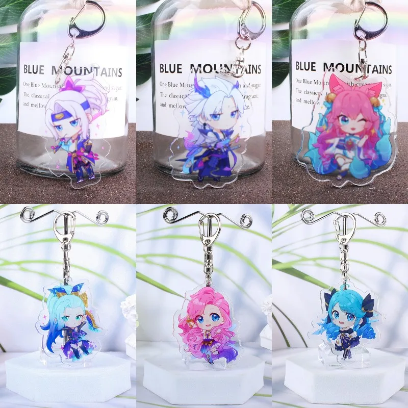 

Anime League Of Legends LOL Gwen Yasuo Cosplay Keyrings Acrylic Figure Ahri Riven Keychains Cute Bag Key Chain Pendant Fans Gift