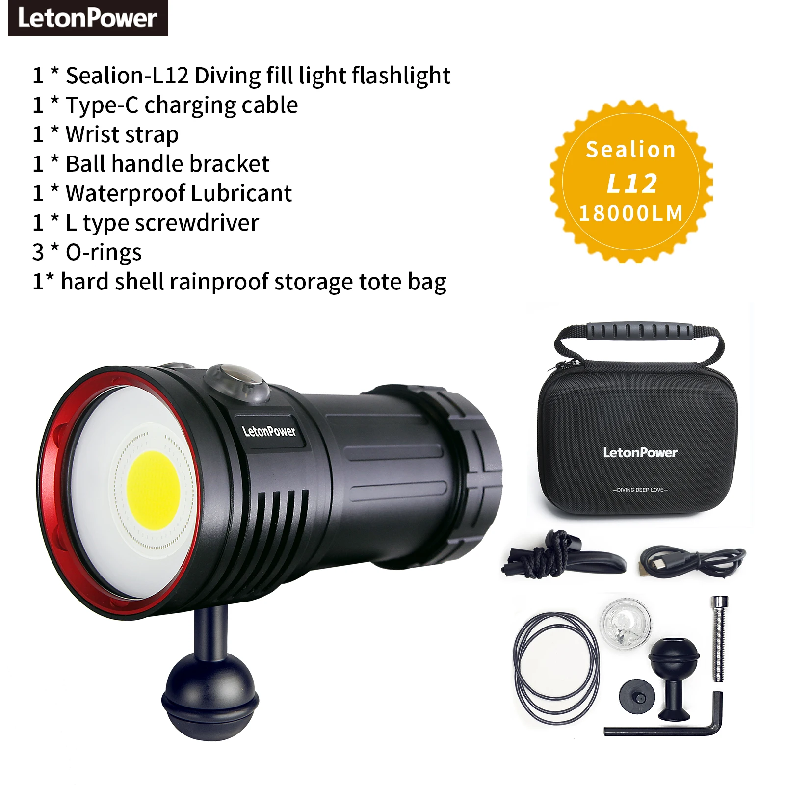 

LetonPower Sealion Подводный фонарик 22800 люмен