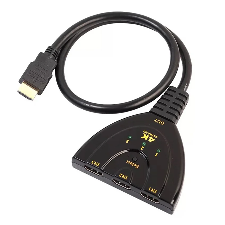 

4K HDMI Video Switcher Splitter 1080P 3 in 1 out Port Hub 4K*2K 3D Mini 3 Port HDMI-compatible Switch for DVD HDTV Xbox PS3 PS4