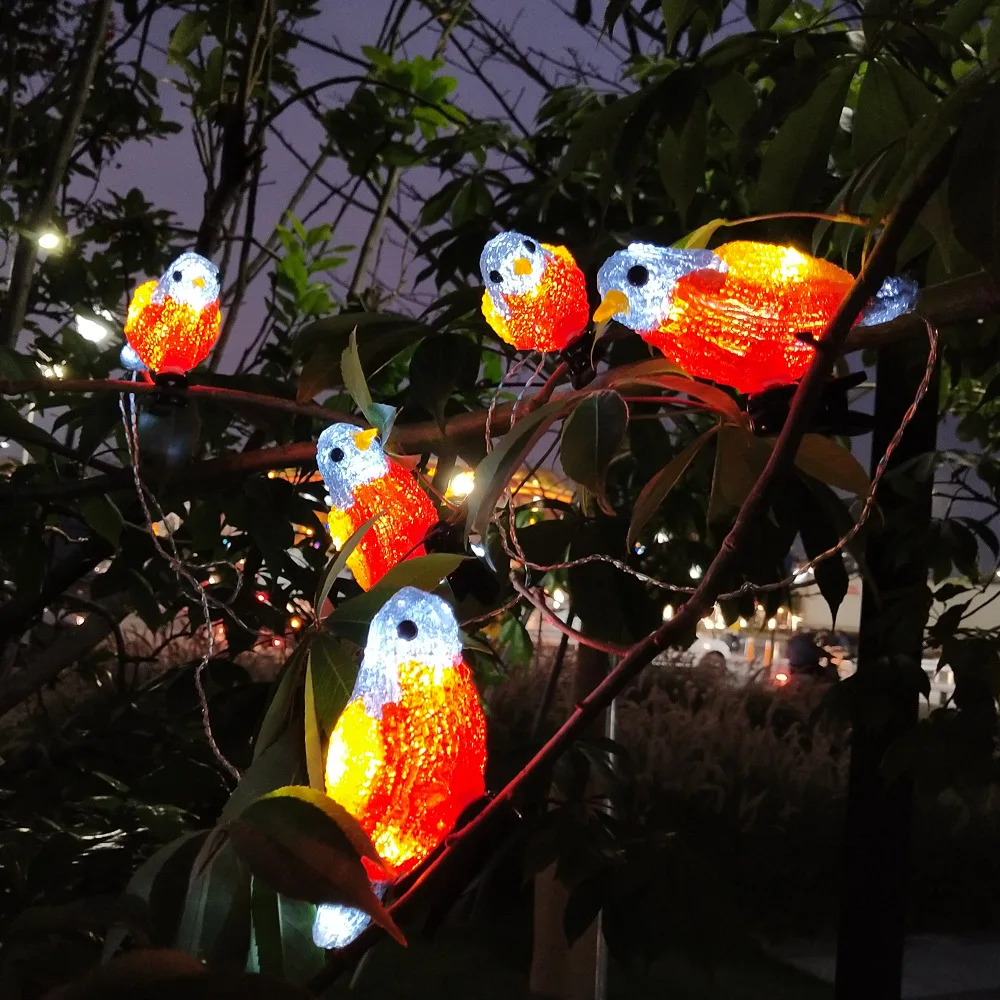 Solar Led Christmas Tree Top Light Acrylic Modeling Light Bird Light String Outdoor Rain Proof Garden Atmosphere Light