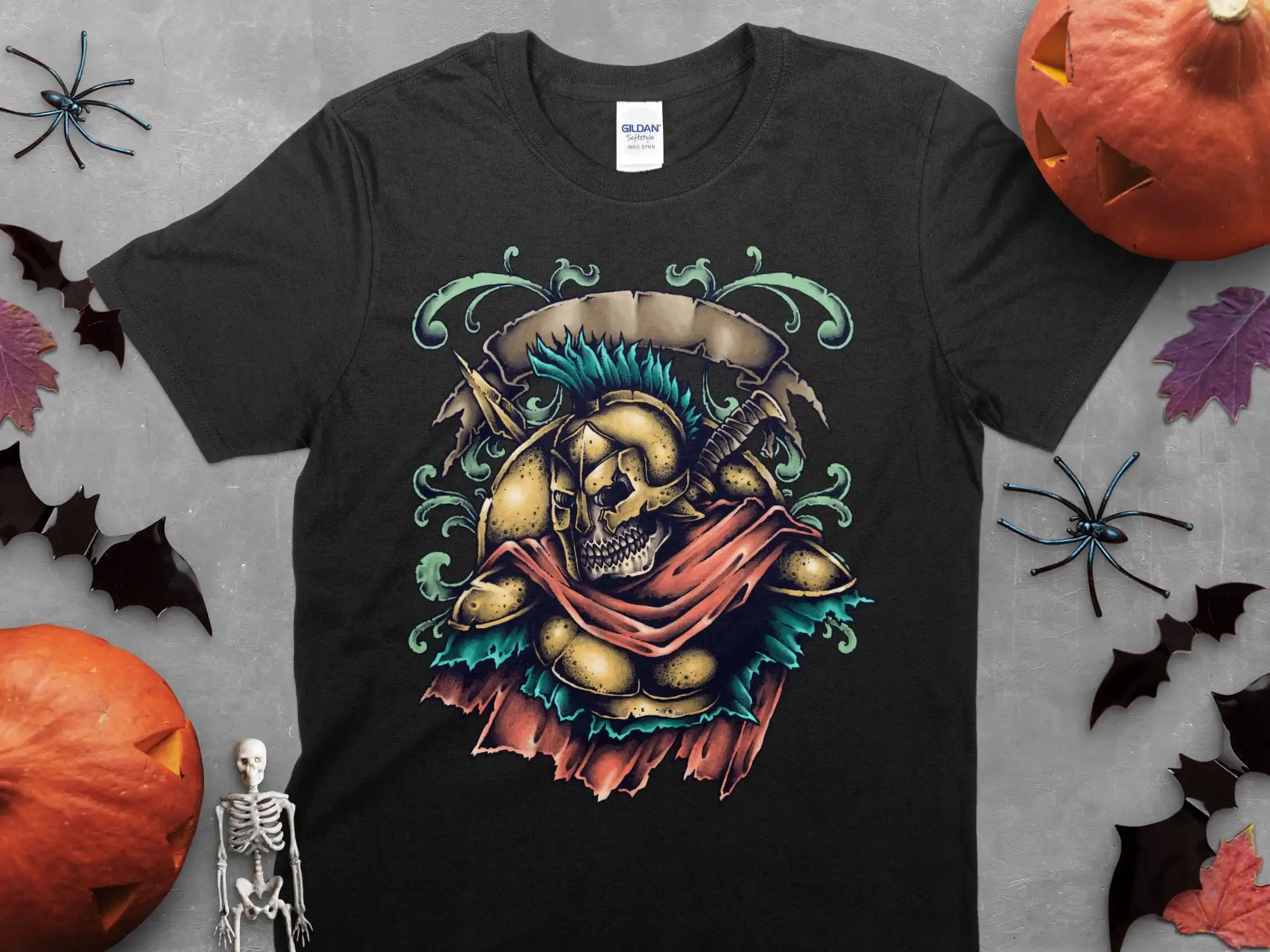 Мужская моторошная футболка Undead Spartan городская уличная одежда на Хэллоуин для